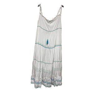 NEW! American & Beyond Ocean Tiered Maxi Dress White Viscose Sleeveless Large